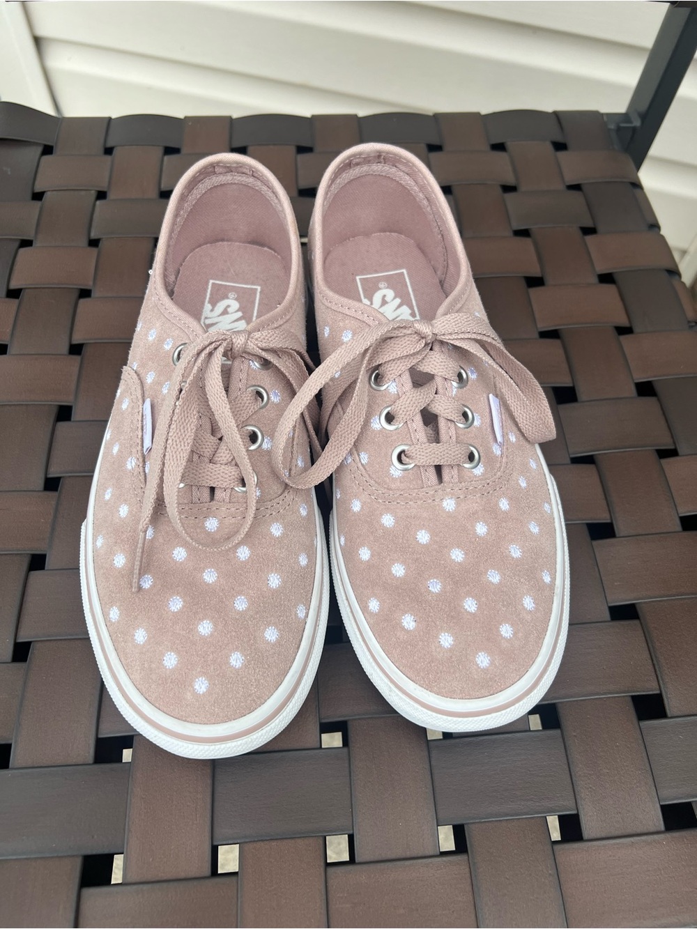 Vans Pink Suede Polka Dot Low-Top Sneakers
